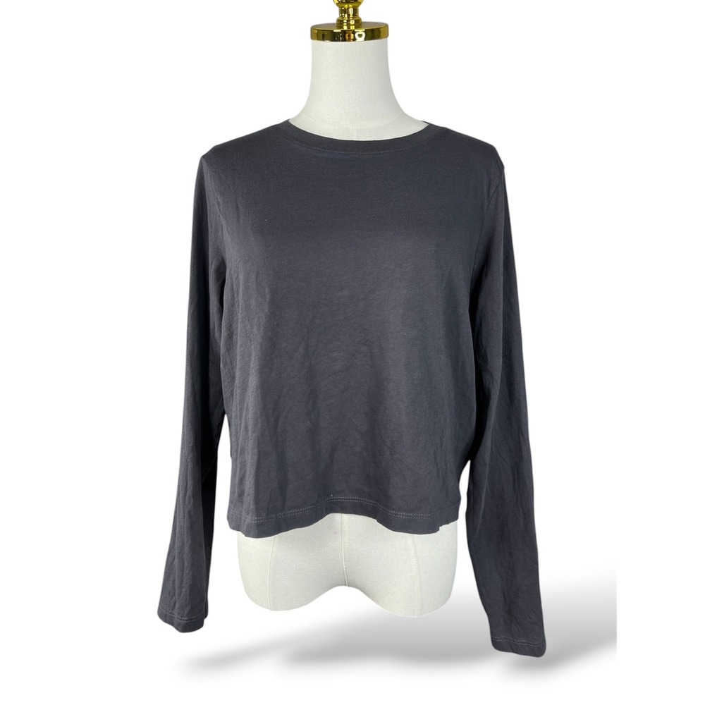 Madewell Softfade Cotton Long Sleeve Tee Faded Black Crew Neck Size M